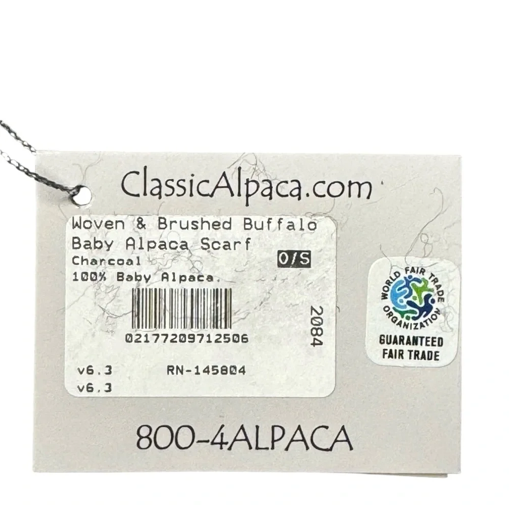 Classic Alpaca Buffalo Plaid Check Scarf NWT Black‎ White Gray Soft Warm Winter